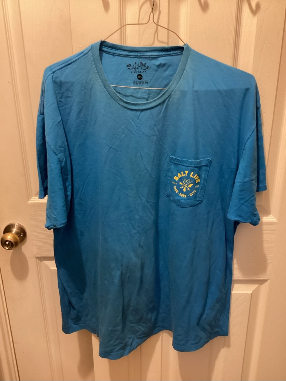 Salt Life Blue Chest Pocket Tee with Logo